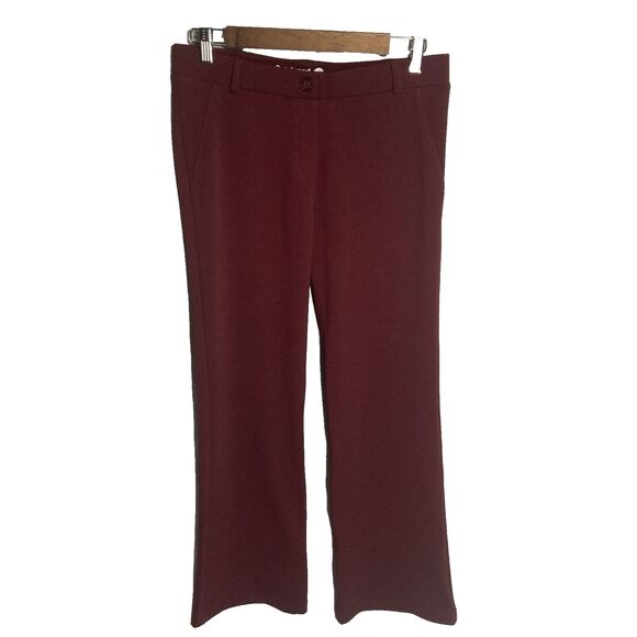 Betabrand Pants - BETABRAND maroon textured straight leg pull on pants M